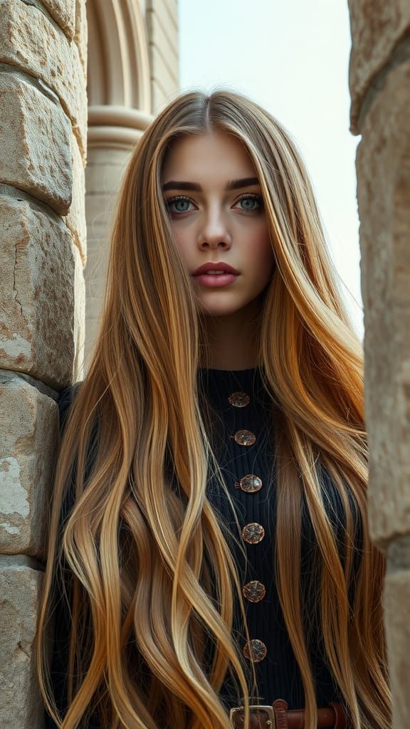 Modern Italian Rapunzel Portrait from Tower