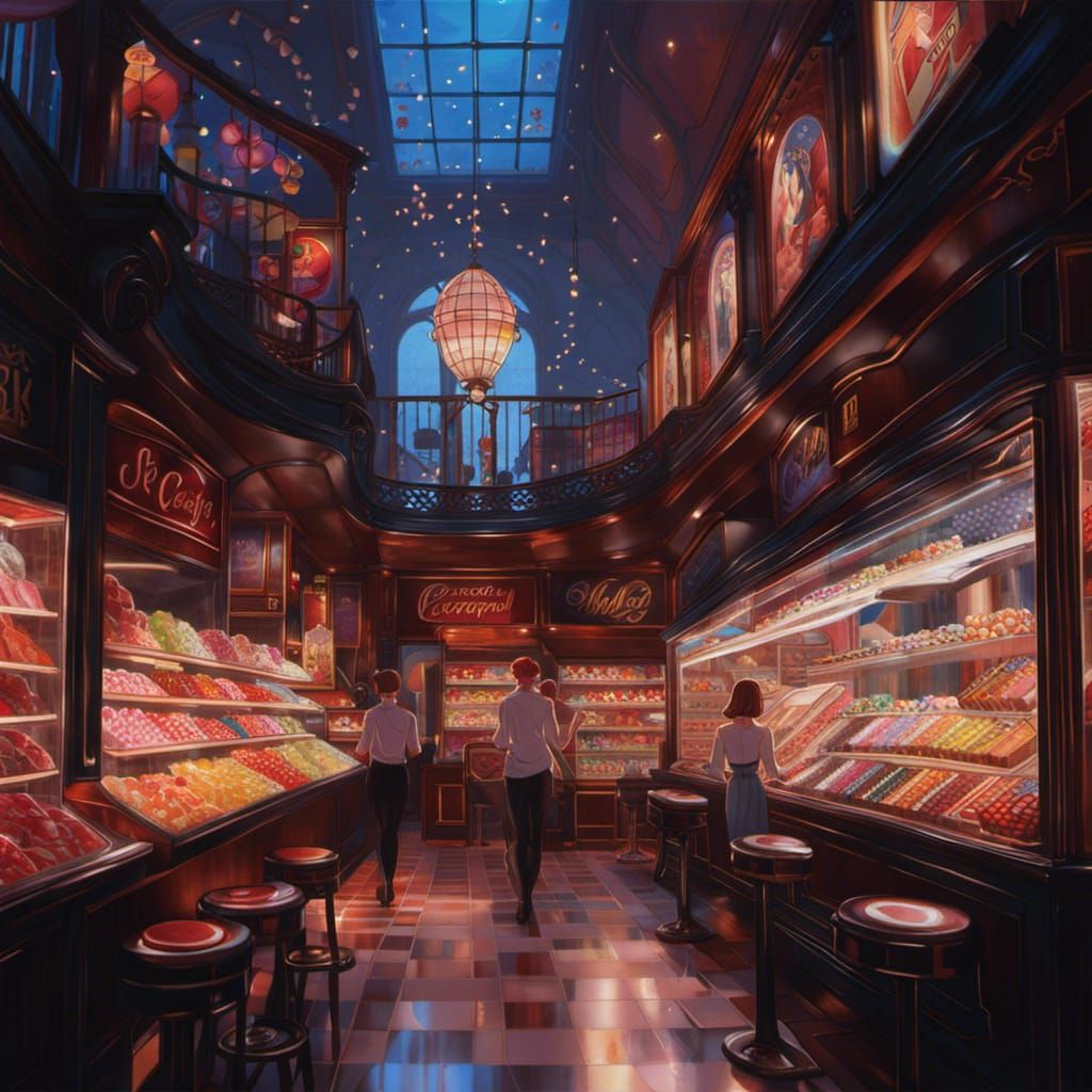 Magical Candy Shop with Intricate Vintage Design