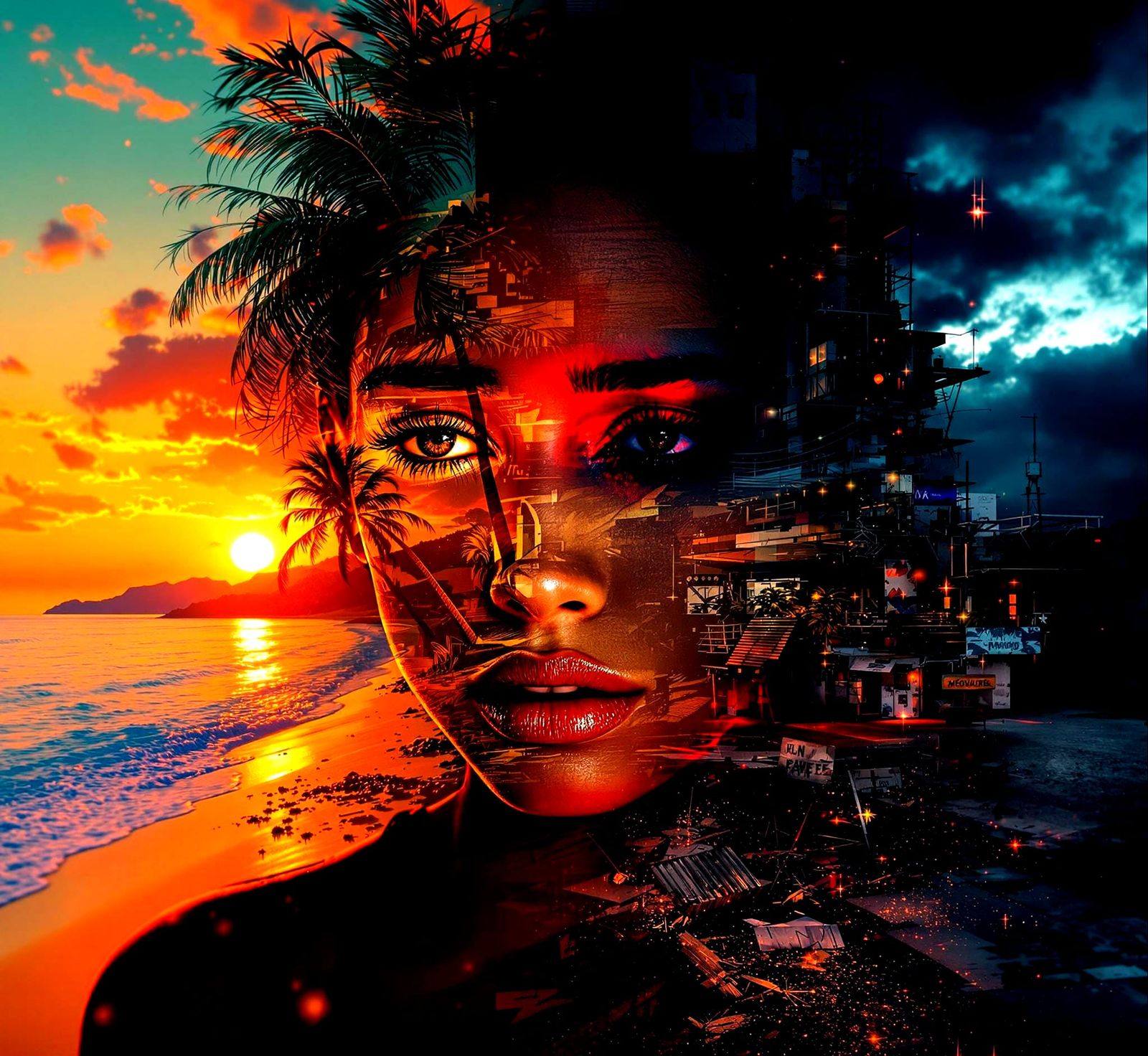 Hyperrealistic Collage of Tears and Urban Decay