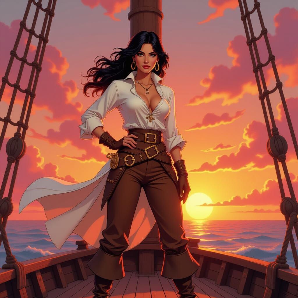 Pirate Queen at Sunset, in Don Bluth Style
