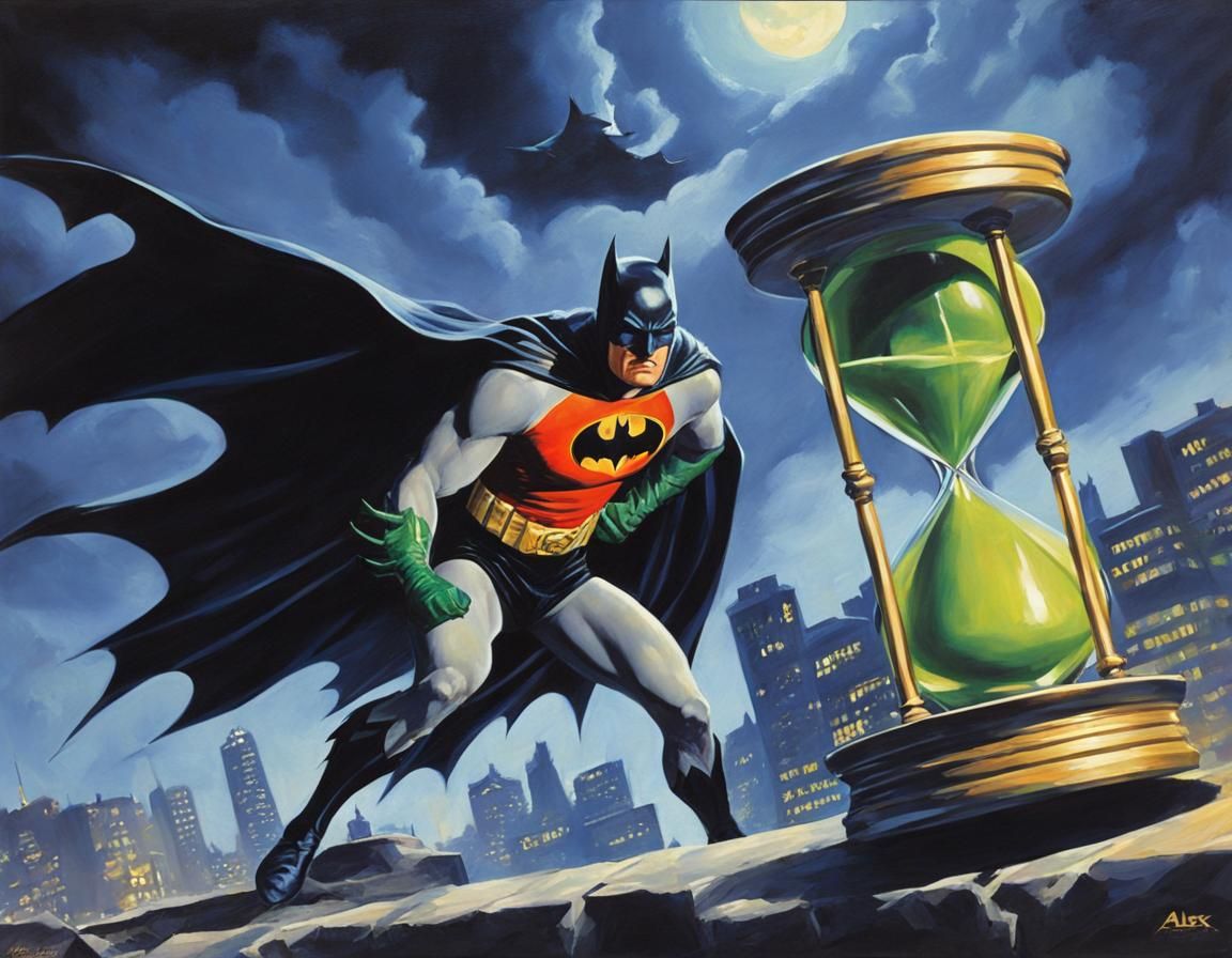 Batman and Robin Hourglass Trap in Oil Painting