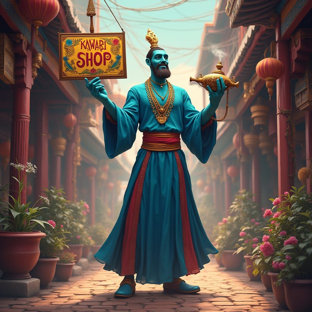 Handsome Genie Emerges with Camera: Fantasy Concept Art