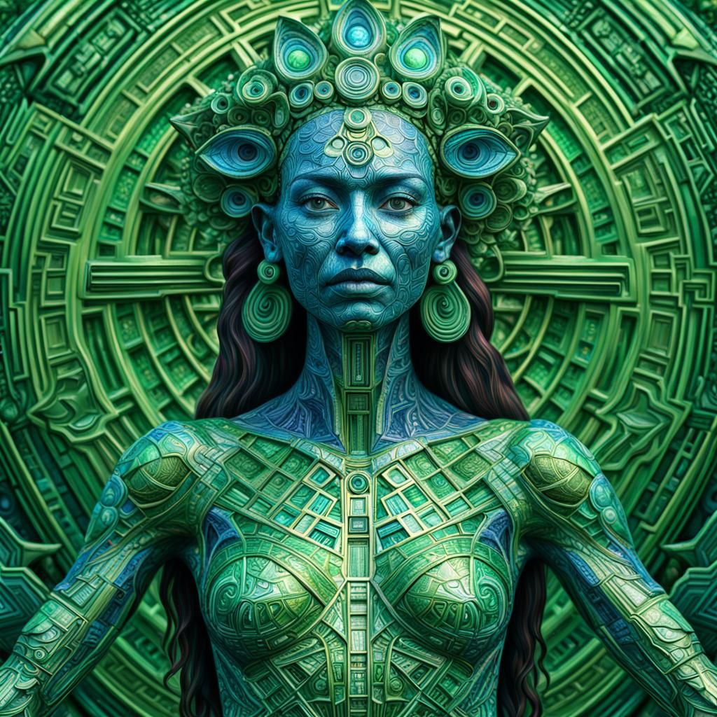 Fractal Geometric Goddess in Photorealistic Style