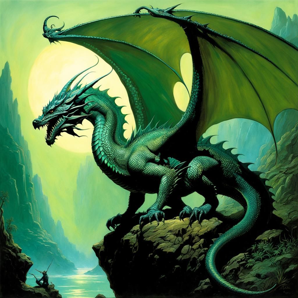 Bioluminescent Dragon in Fantasy Art Style