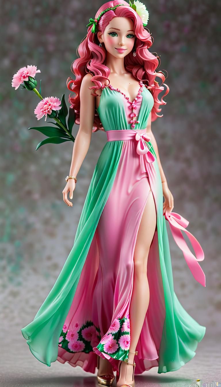 Pink Haired Woman as Action Figure