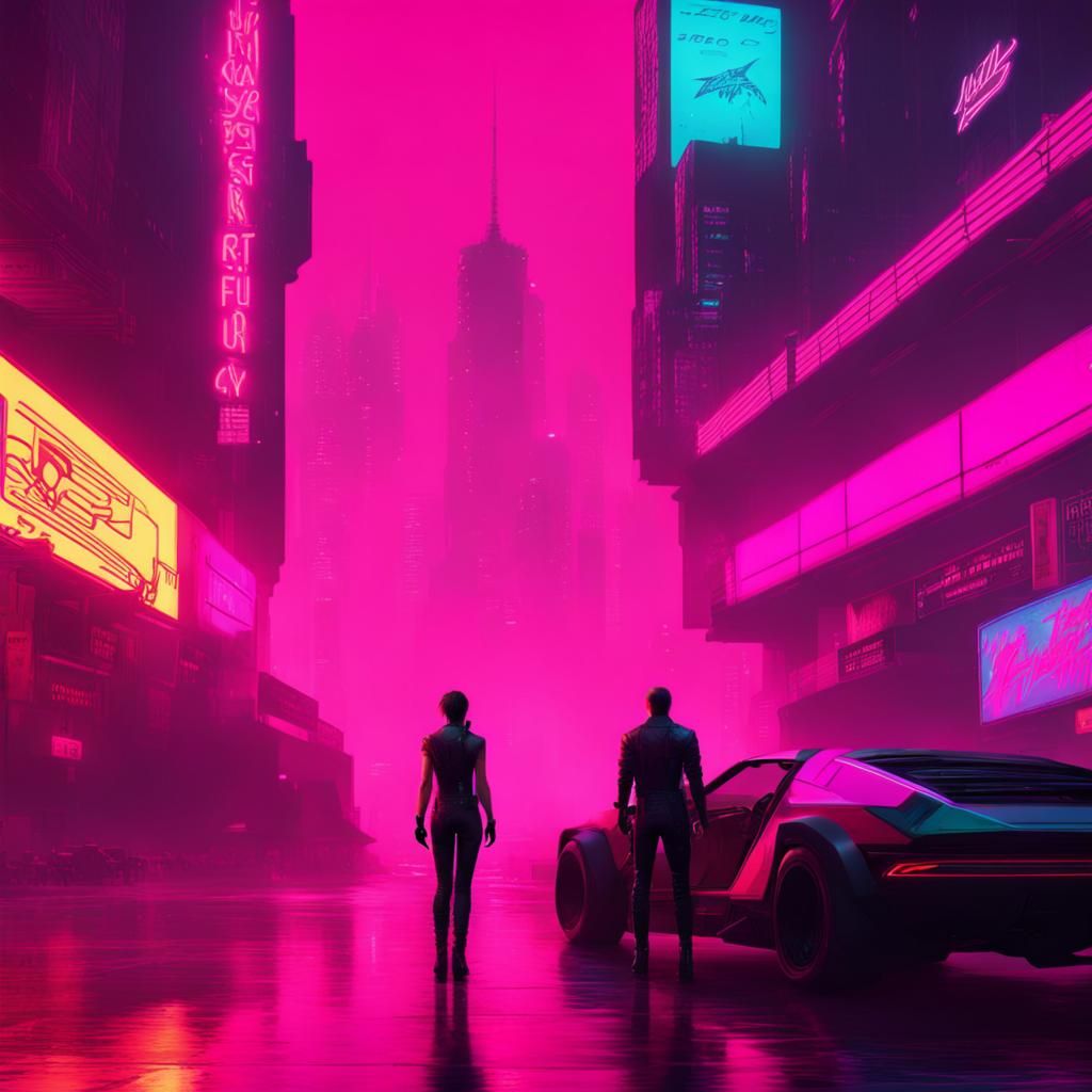 Neon Cityscape in Cyberpunk 2099 Style