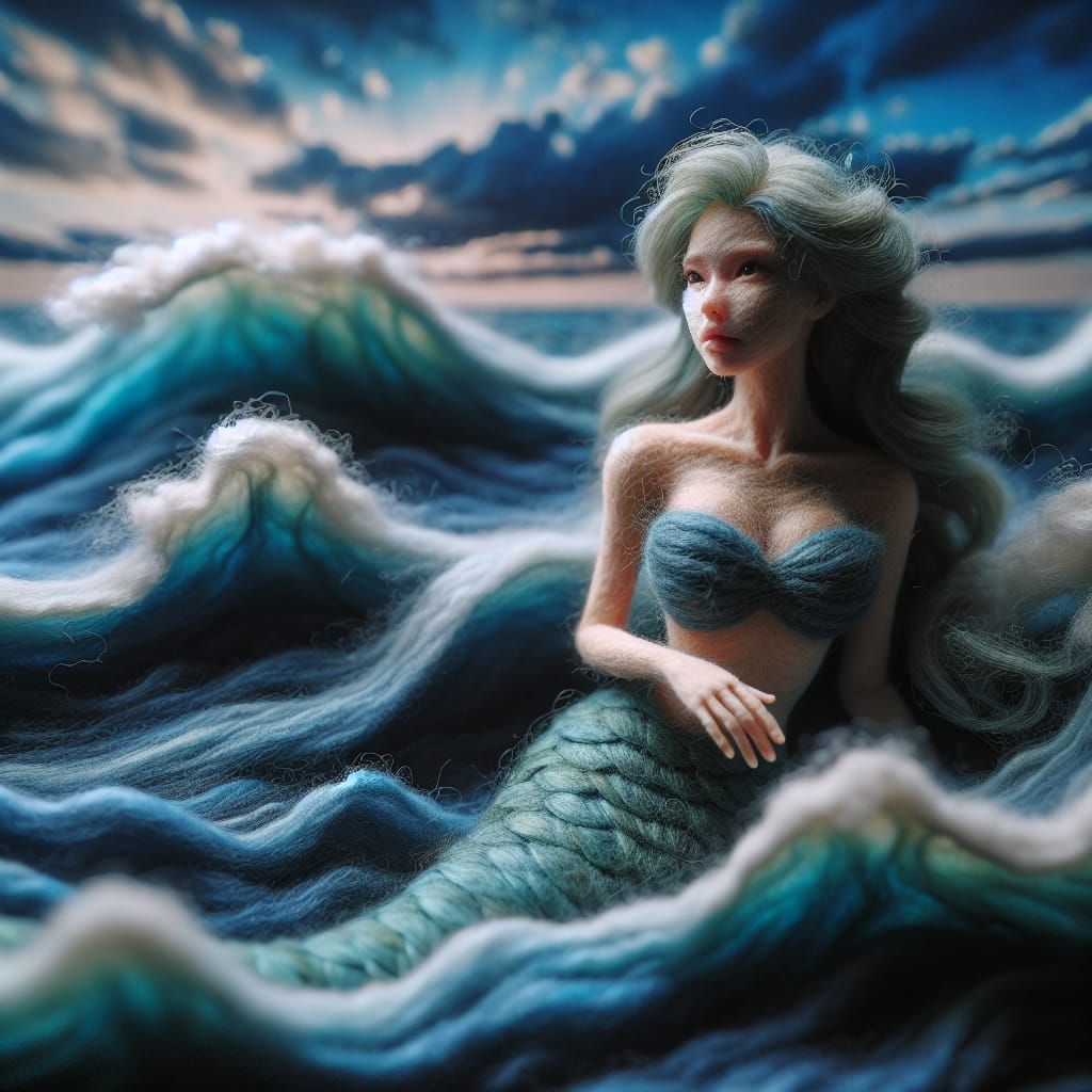 Mermaid in a woolly ocean