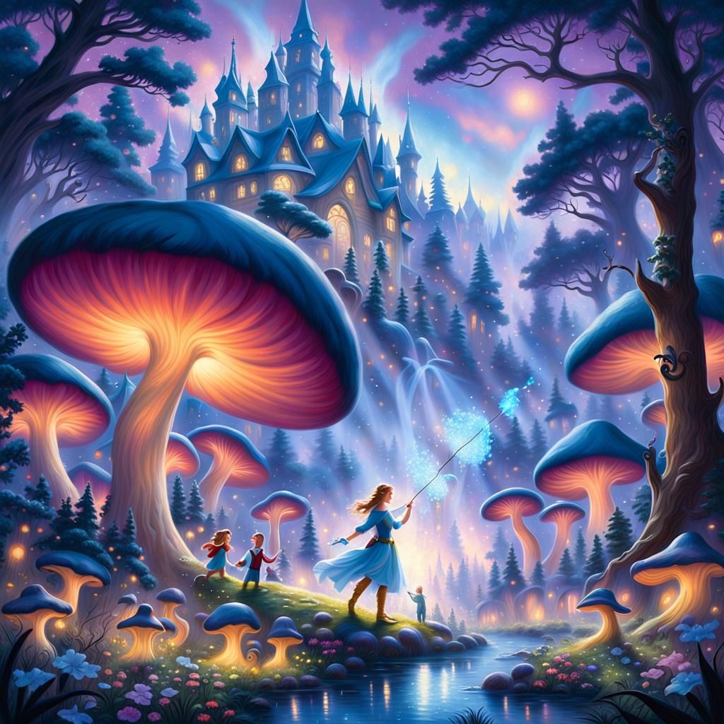Enchanted Elf Archer in Twilight Mushroom Forest