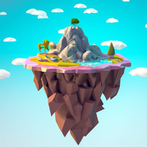 Small Island in Sky: Sci-Fi Hyperfantasy Landscape