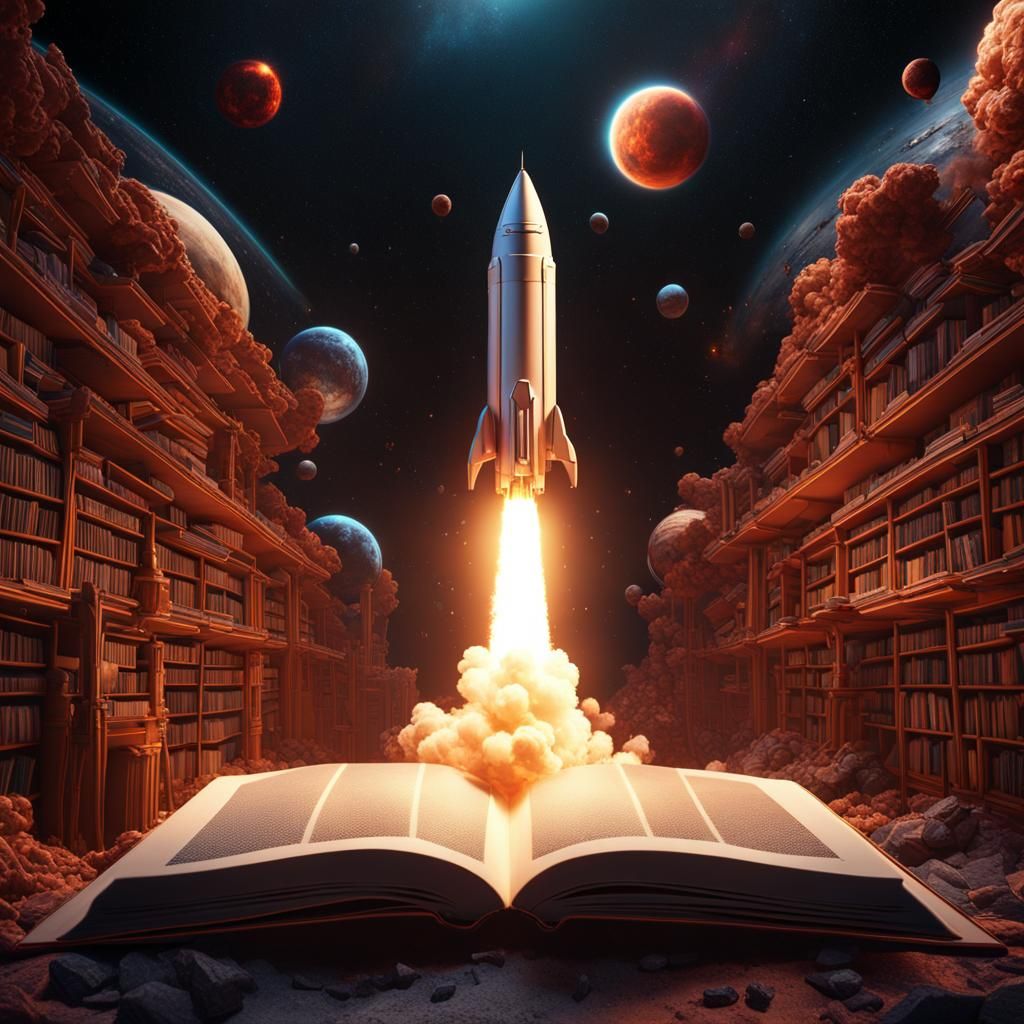 Pulp Sci-Fi Rocket Launches from Book Pages
