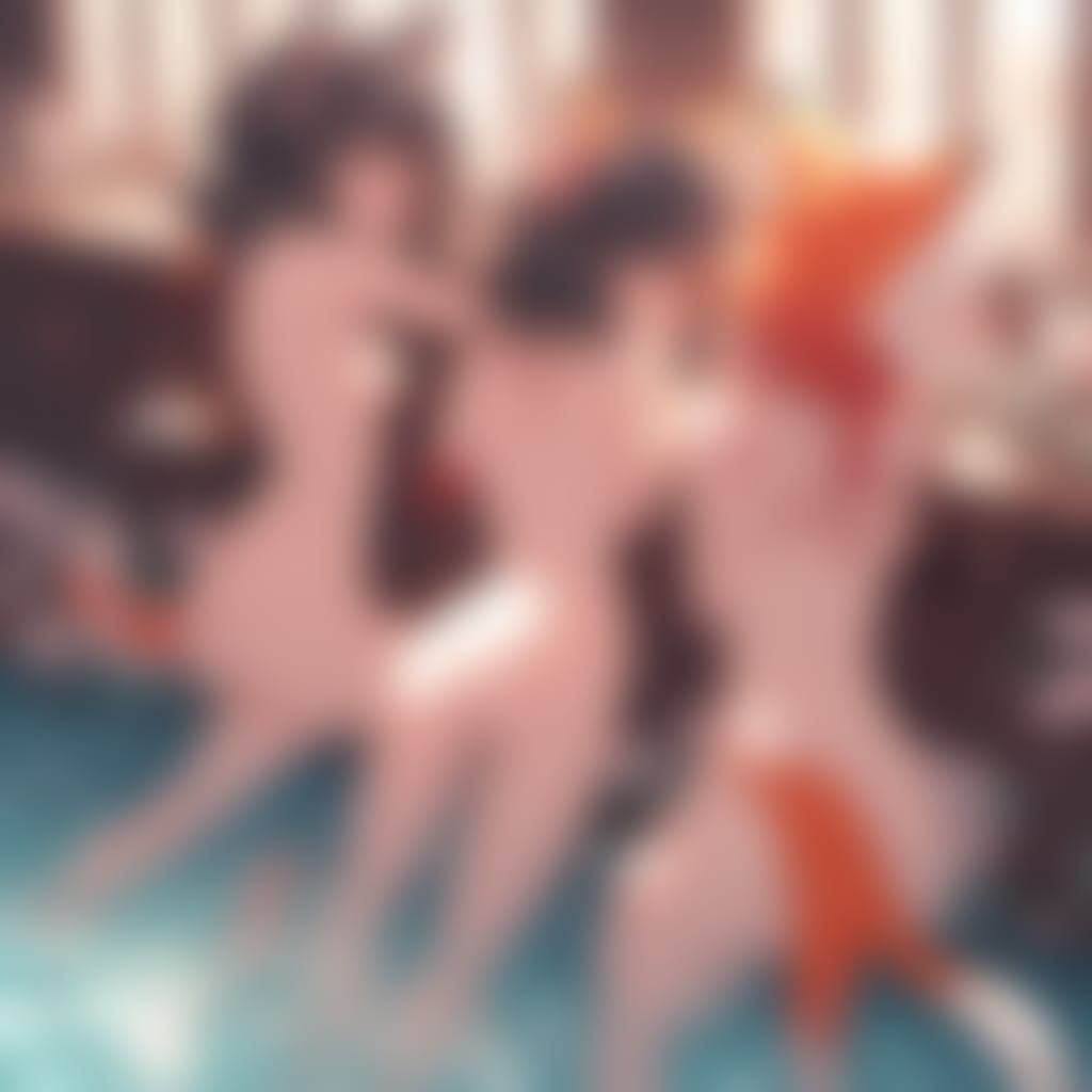 Fox Girls Stripping at Bathhouse in Manga Style