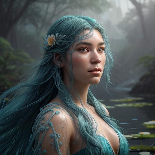 Graceful Water Maiden Transformation in Splash Art Style