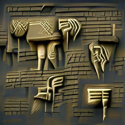 Dark Art Deco Cuneiform Design