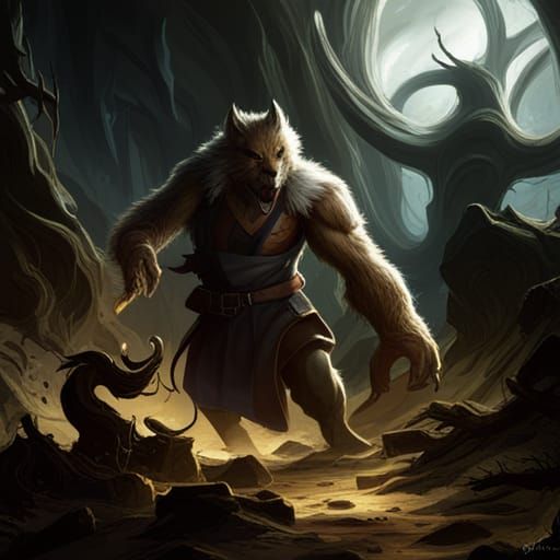 Werewolf God in Dark Fantasy Style
