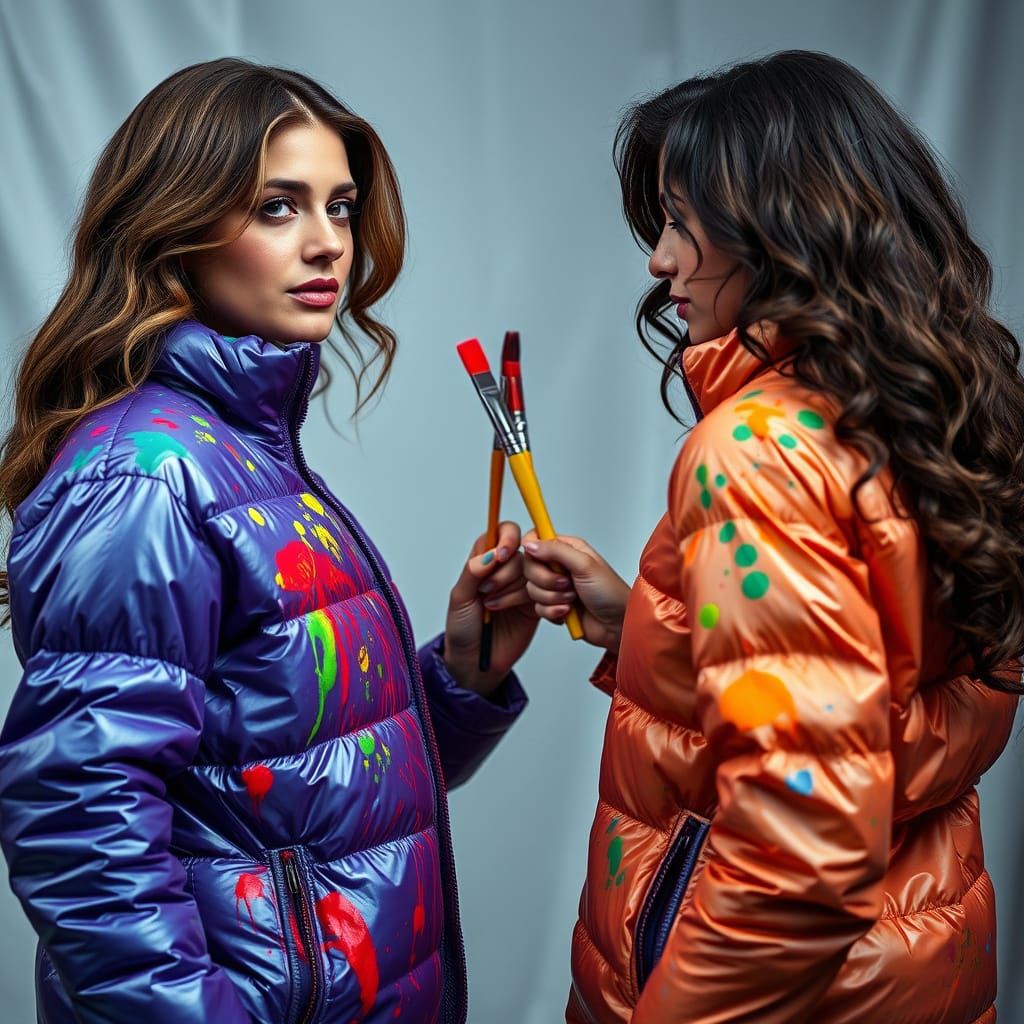 Two artists work together