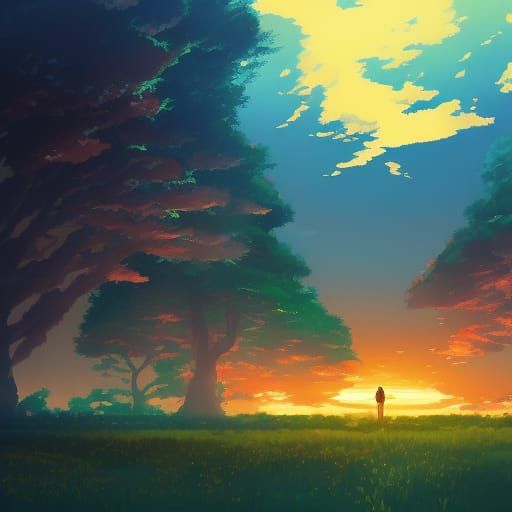 Burning World in Studio Ghibli Anime Style