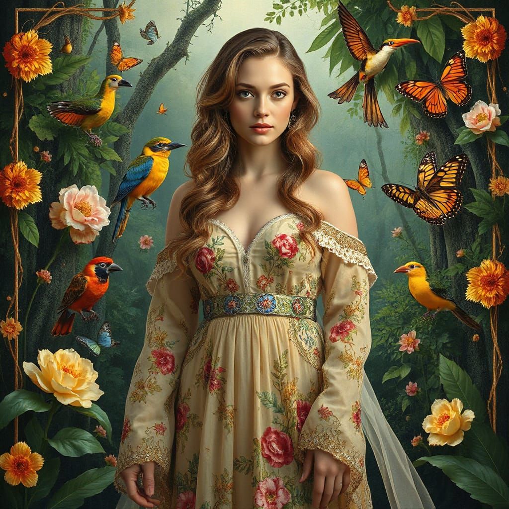 Rainforest Guardian in Art Nouveau Style