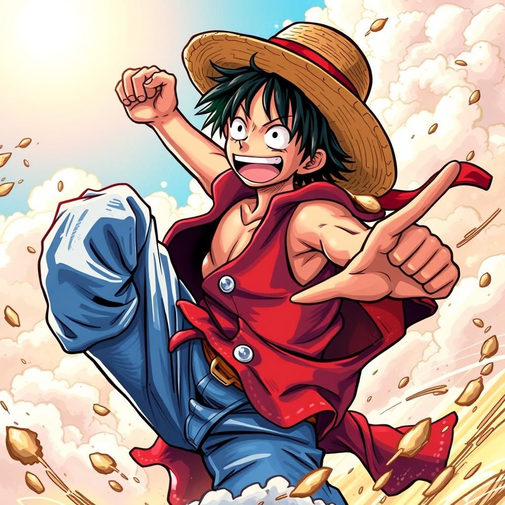 Monkey D Luffy in Dynamic Manga Style