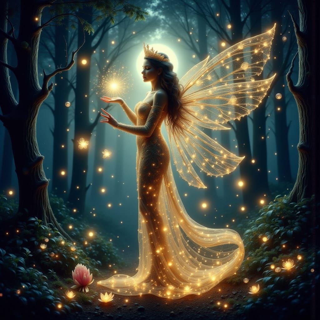 Enchanting Fairy Queen in Moonlit Forest