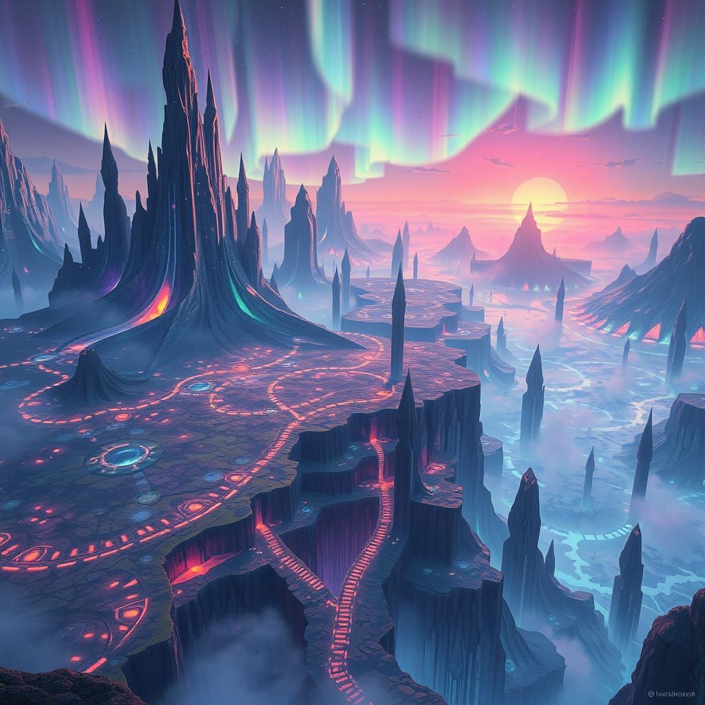 Ethereal Realm of Vibrant Illusions in Matte Painting Style