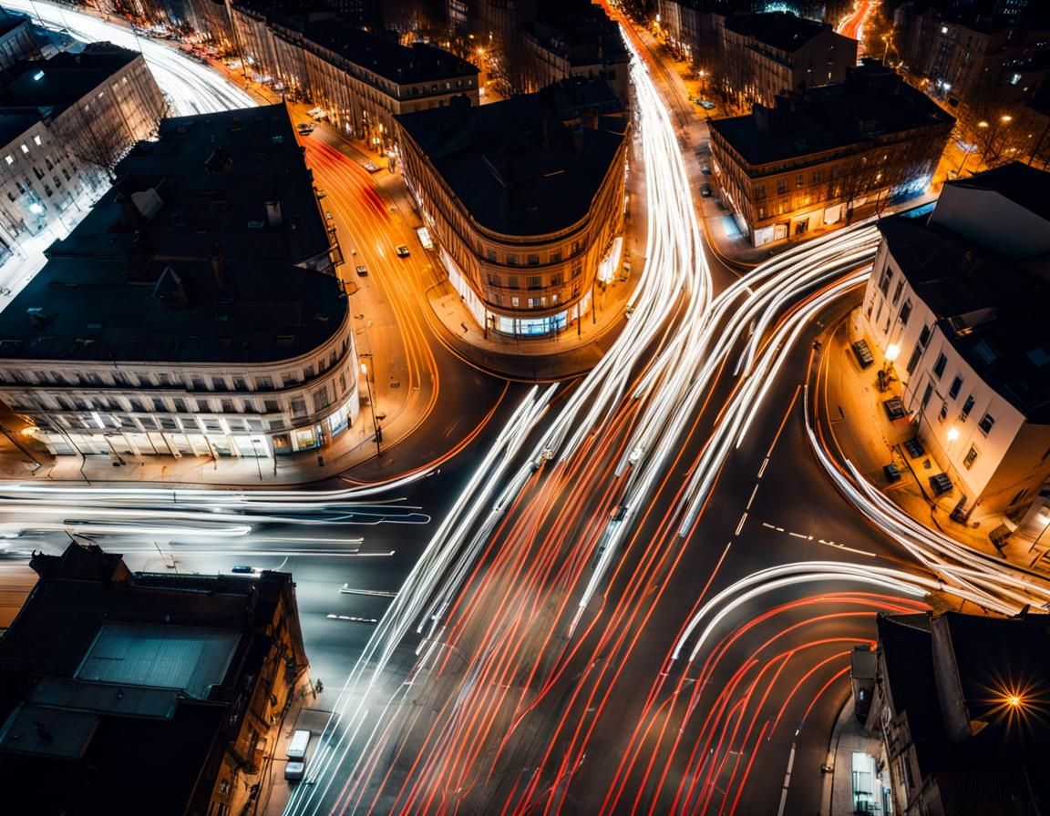 Long exposure photography of a street at night