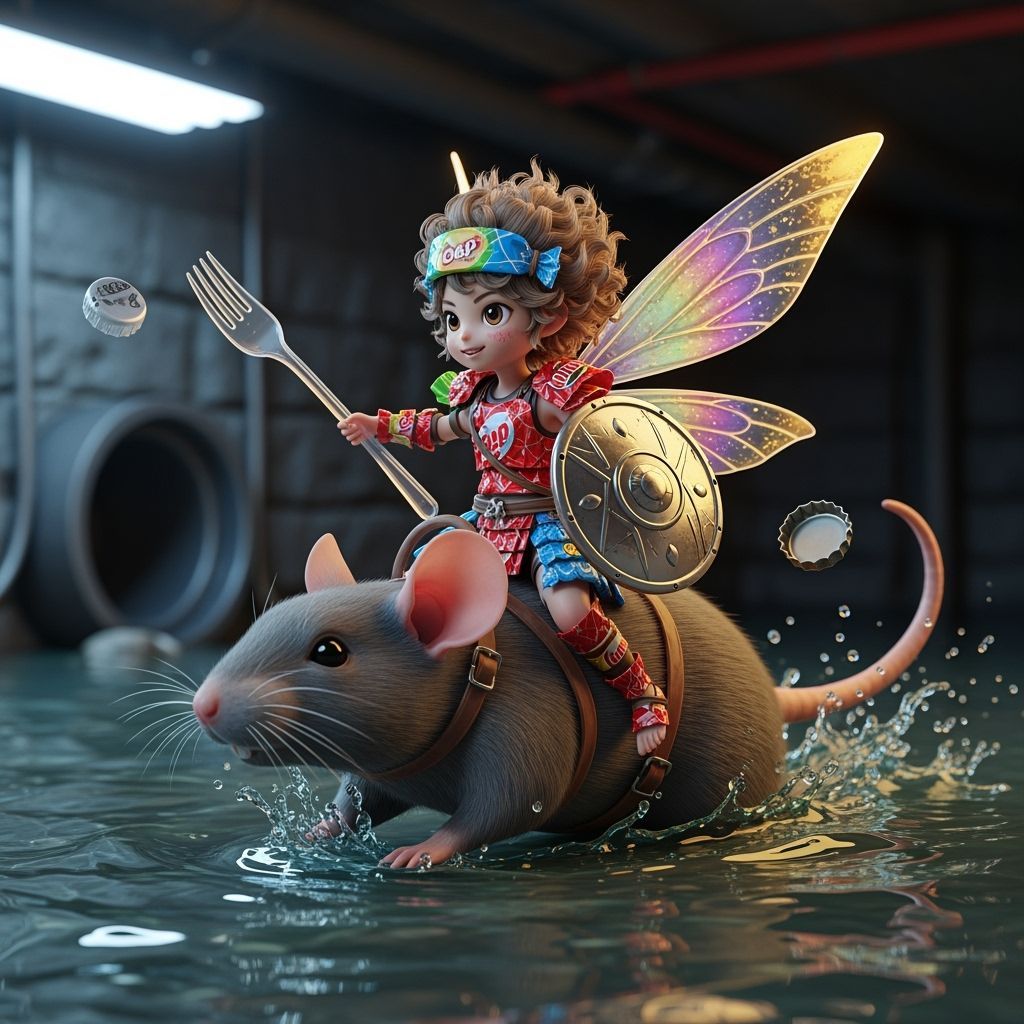 Sewer Fairy Knight in Vibrant 3D Anime Style