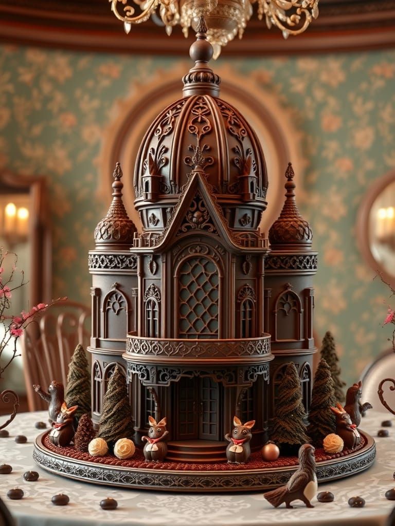 Chocolate Victorian Mansion with Ornate Details