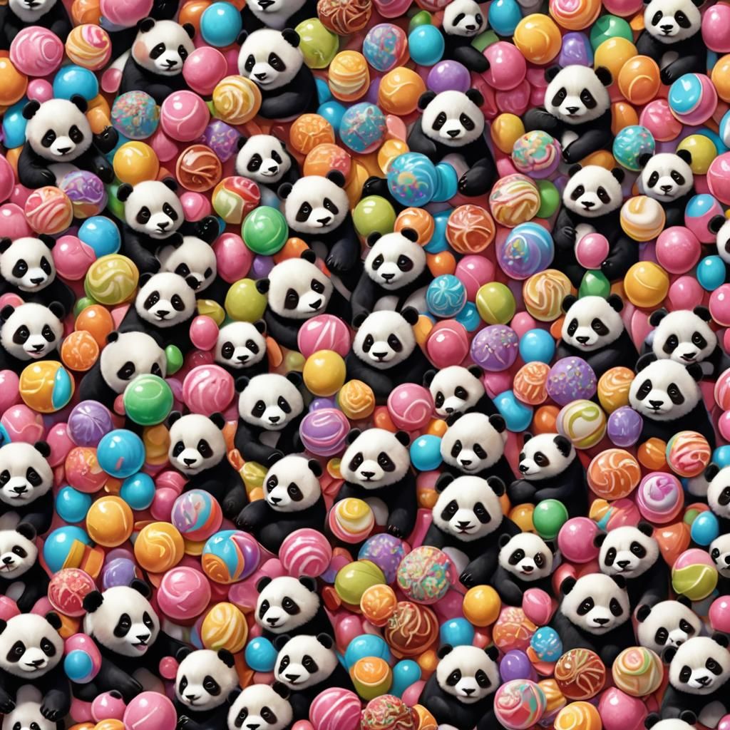 Adorable Baby Pandas in Candy Art Style