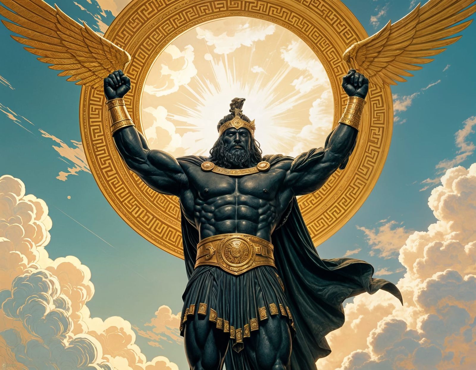Atlas, Titan King, Holds Heavens in Detailed Mythological Sc...