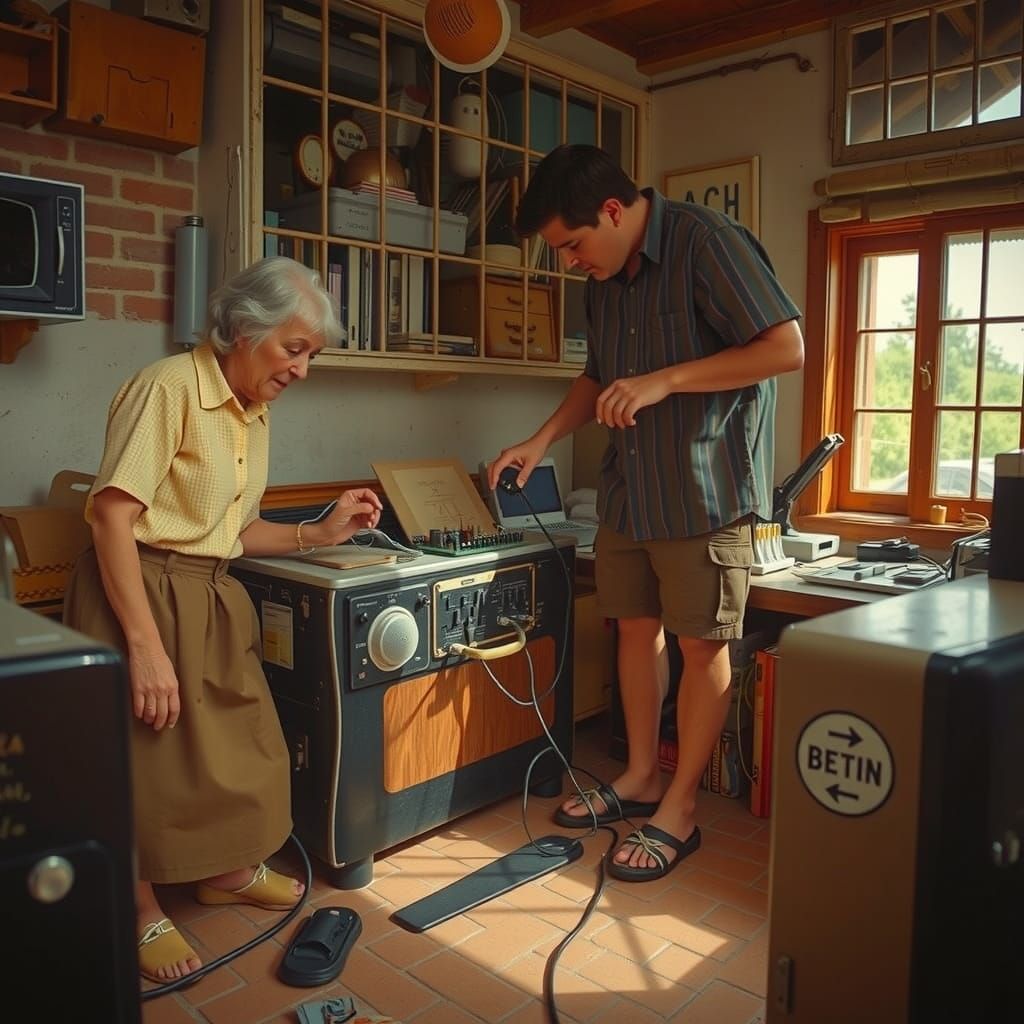 Peruvian-American Centenarians Repairing Vintage Computer