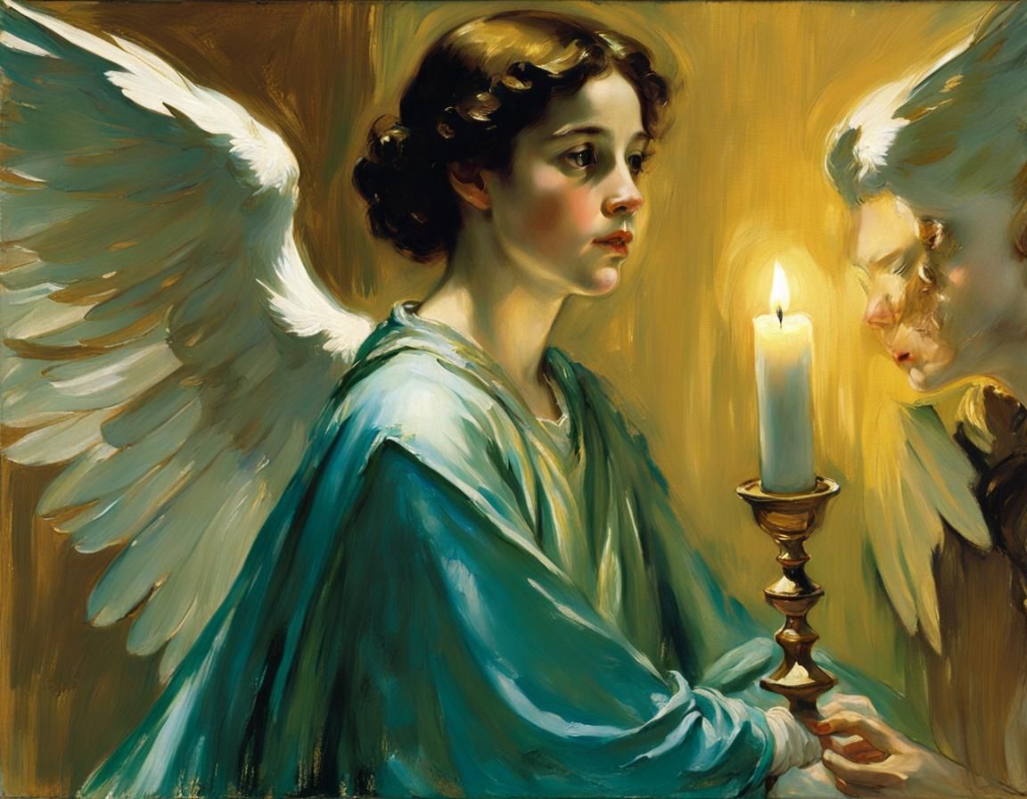 Style of John Singer Sargent, the Angel Gabriel visiting Mary