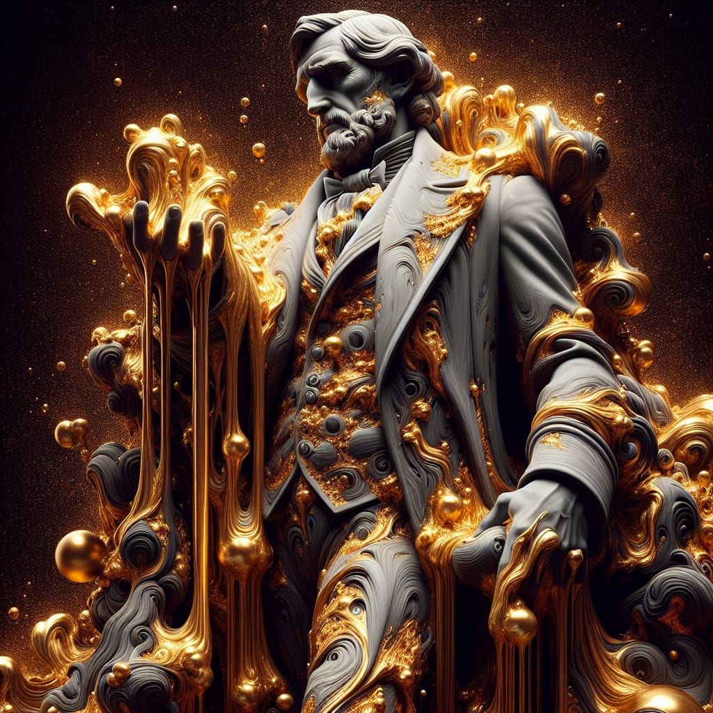 Statue of a King Bleeding Gold