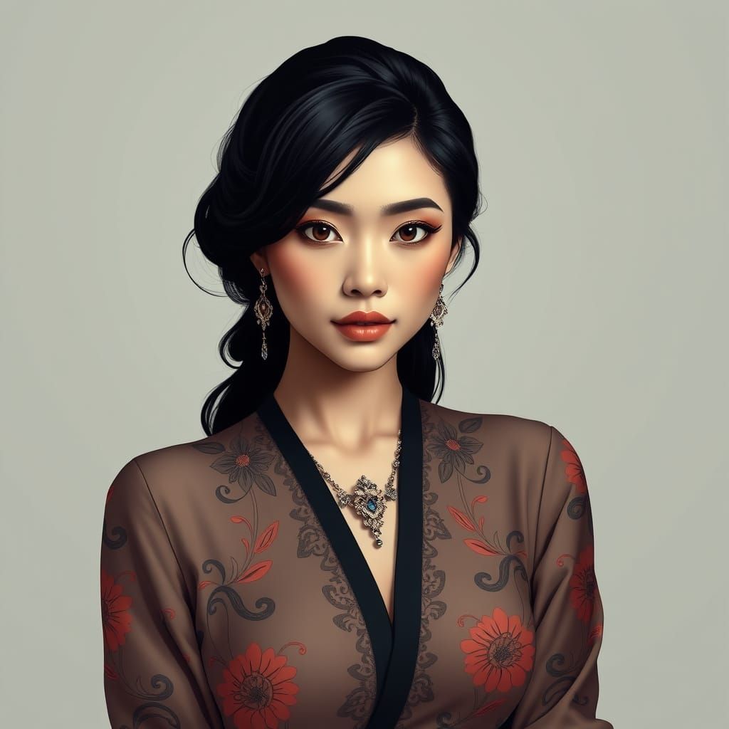 Confident Woman in Art Nouveau Style