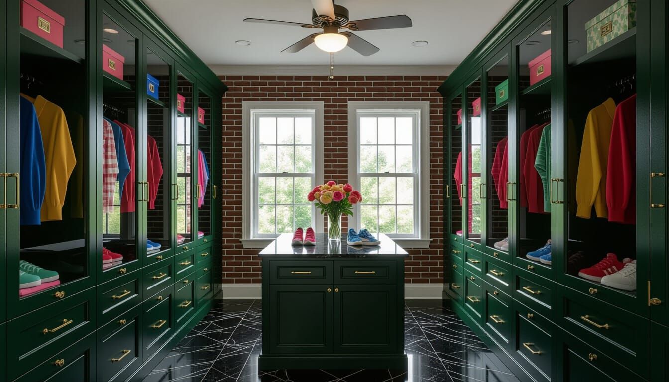 Victorian Walk-In Closet with Showcase Cabinets