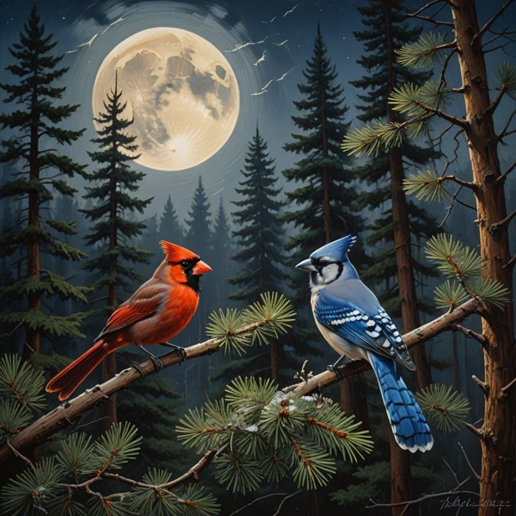 Vibrant Wildlife Scene in the Style of James Gurney