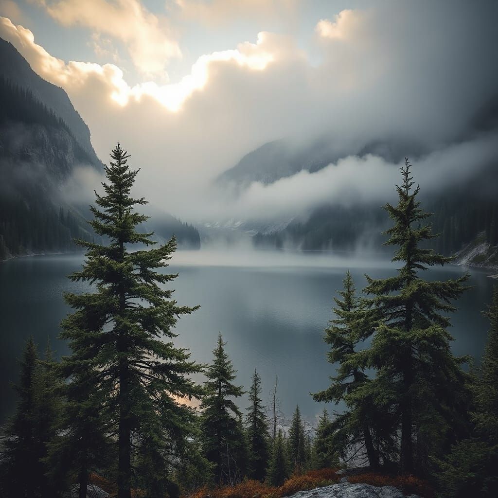 Black Lake in Mountain Hollow: Moody Nature Photography