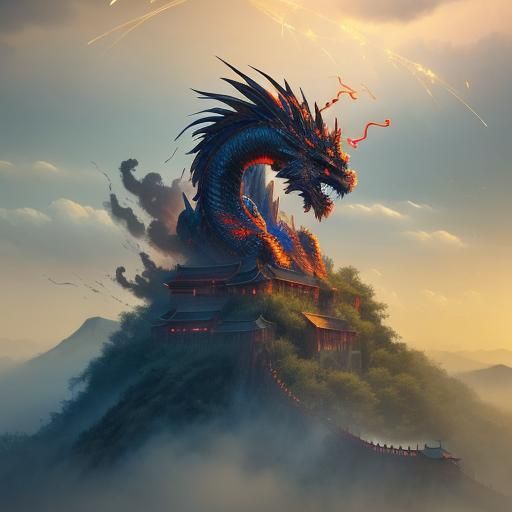 Epic Fire Dragon Fireworks Over Imperial City