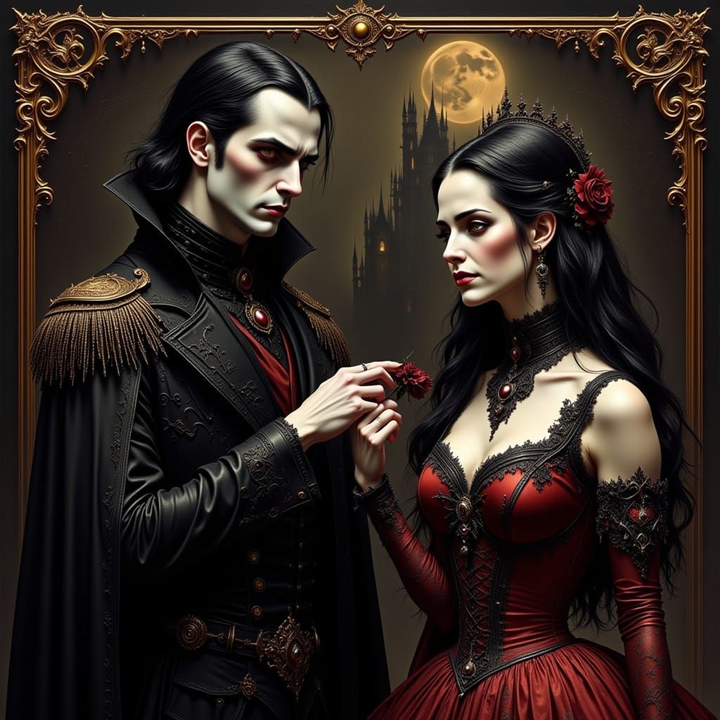 Vampire Couple in Gothic Art Style