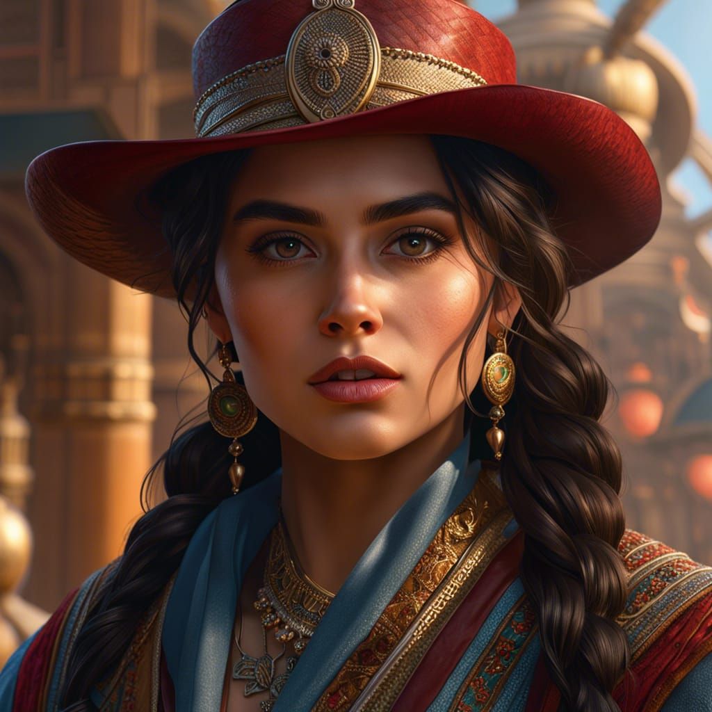 Hyperrealistic Portrait of a Piercing-Eyed Woman