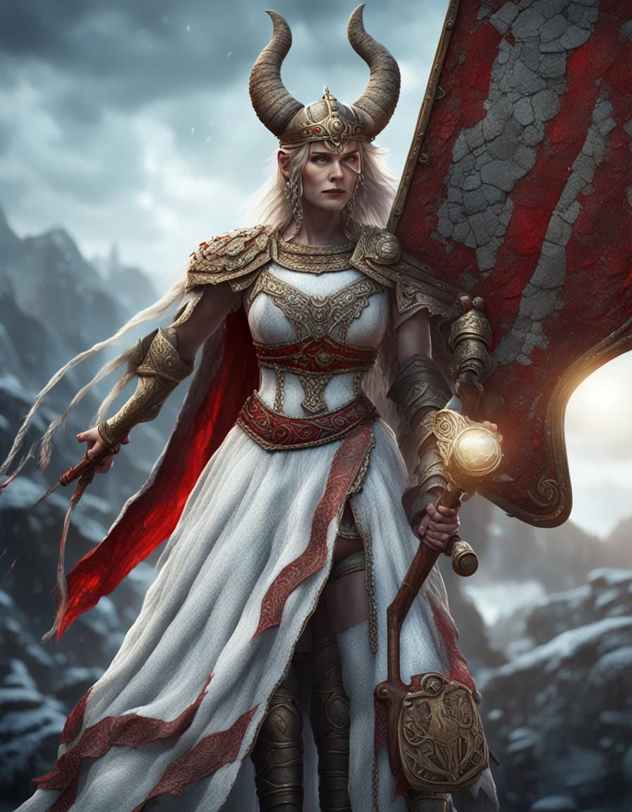 Viking Warrior Queen in Flowing Dress