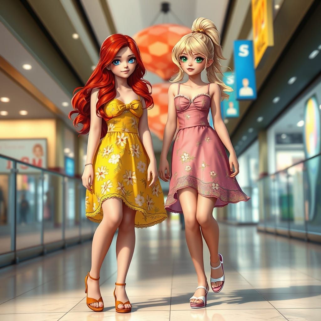 Fantastical Friends in a Vibrant Mall Scene, in Unreal Engin...