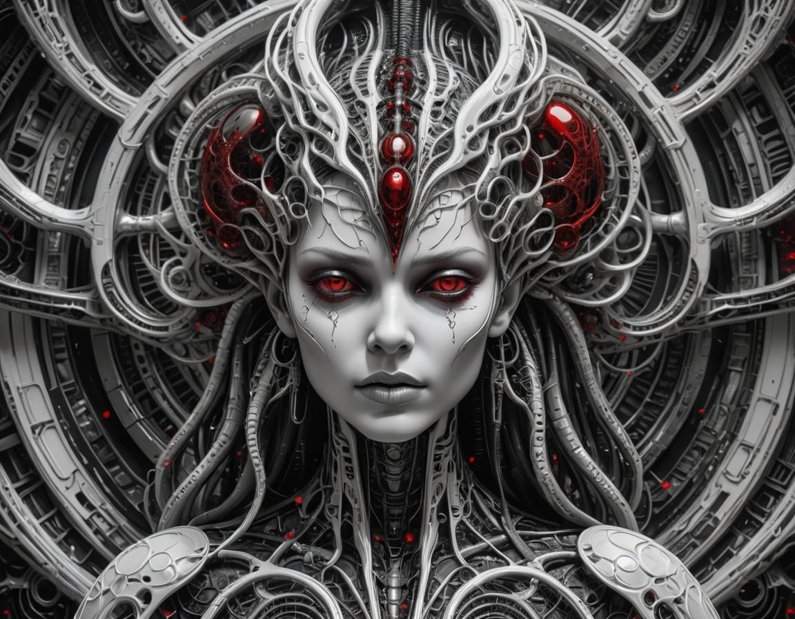 Angelic Woman in H.R. Giger Style, 8k