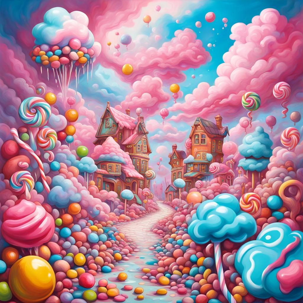 Colorful Candy Wonderland in Graffiti Art Style