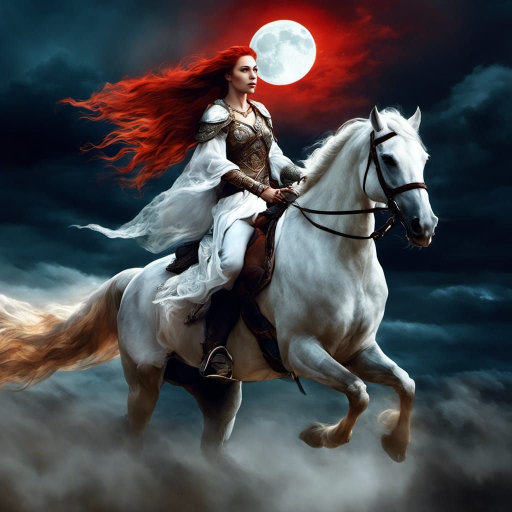 Elven Queen Leads Wild Hunt on White Horse