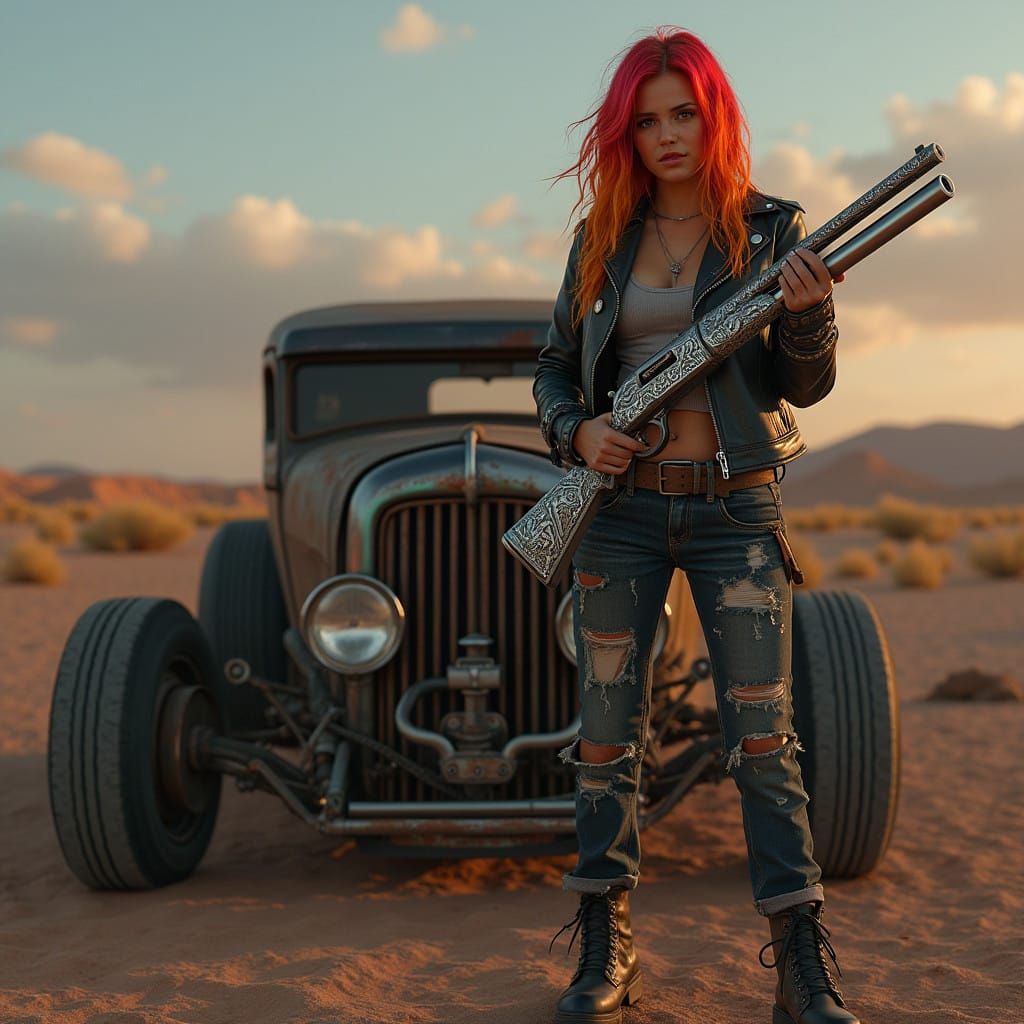 Young Woman Defies the Wasteland with Modified Shotgun and R...