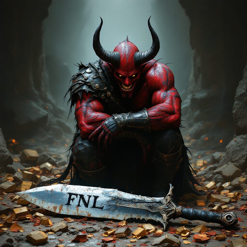 Devil Man Mourns Lost Treasure in Hellish Giger Style