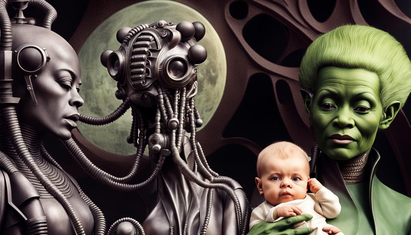 Psychic Cyborg Baby in Surrealist Photo Illustration