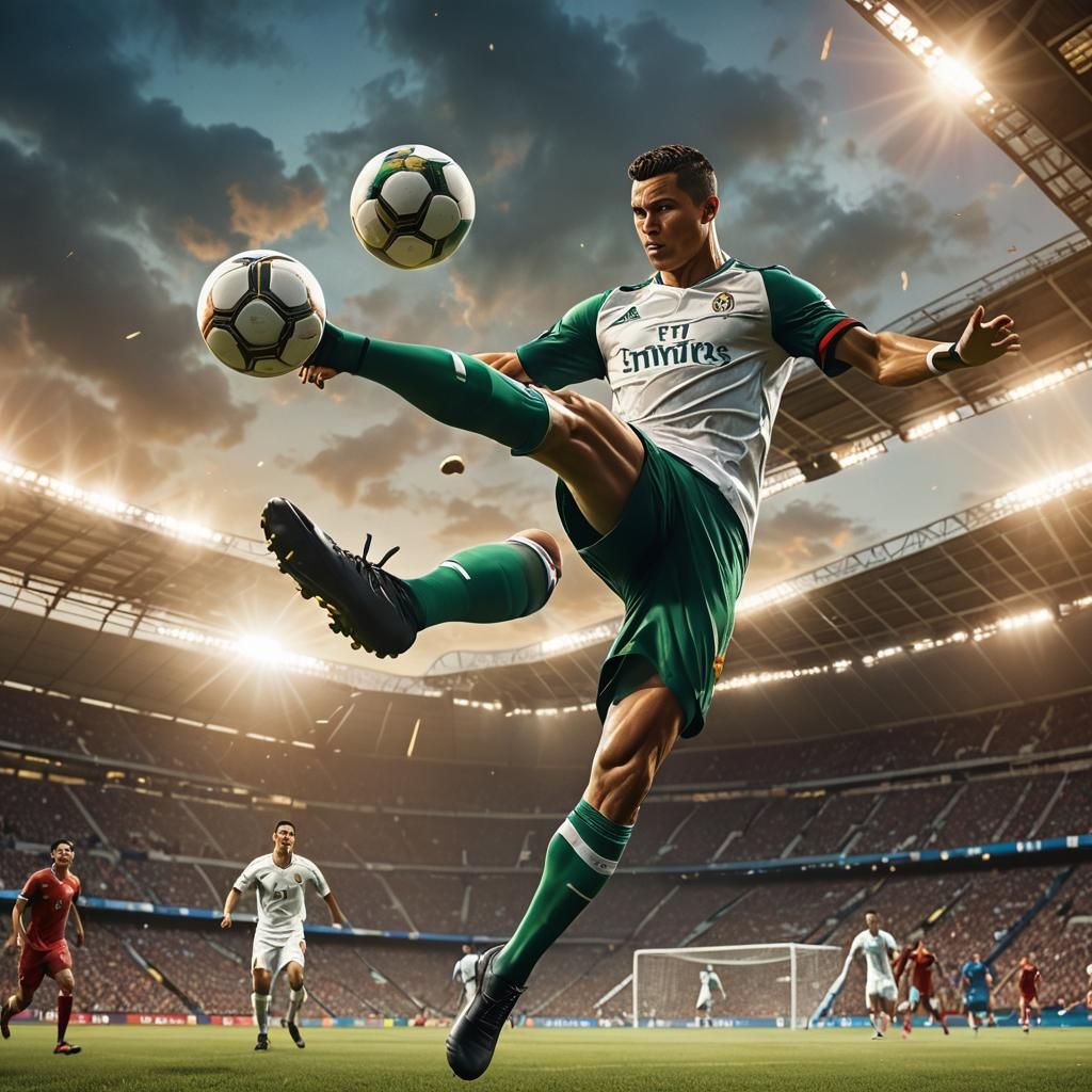 Ronaldo Bicycle Kick: Hyper-Realistic Digital Art