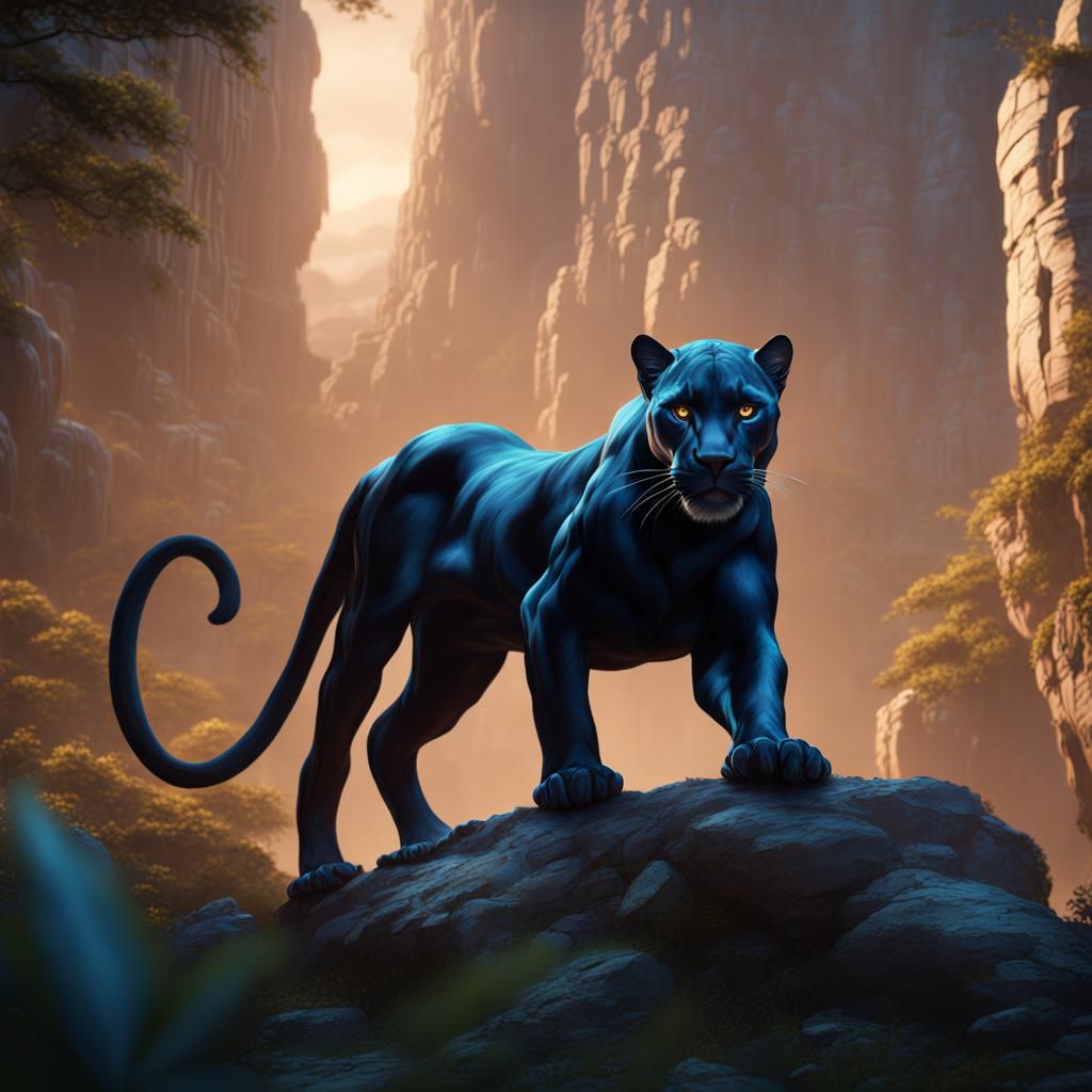 Detailed Matte Painting of a Panther