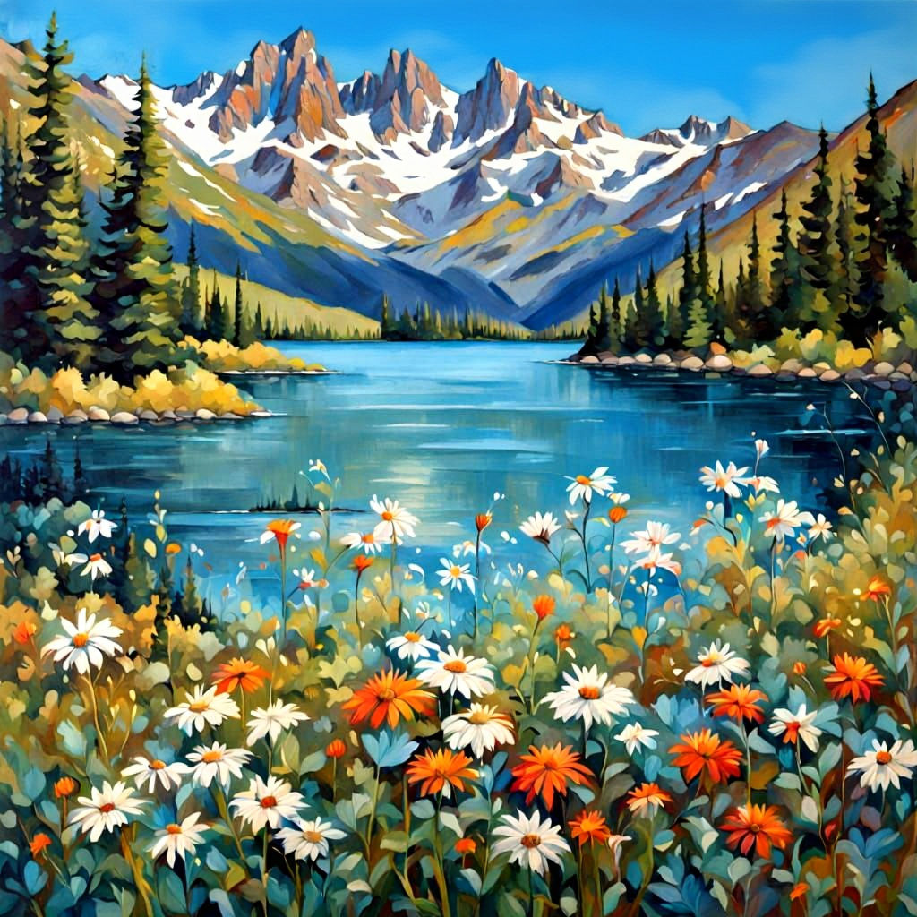 Abstract Landscape with Paisley Patterns